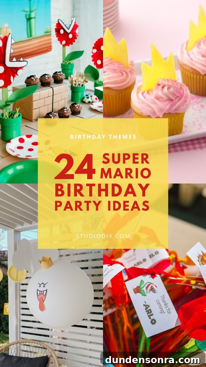 24 Super Mario Birthday Party Ideas to Wow Fans of All Ages 2 collage of 24 Mario birthday party ideas