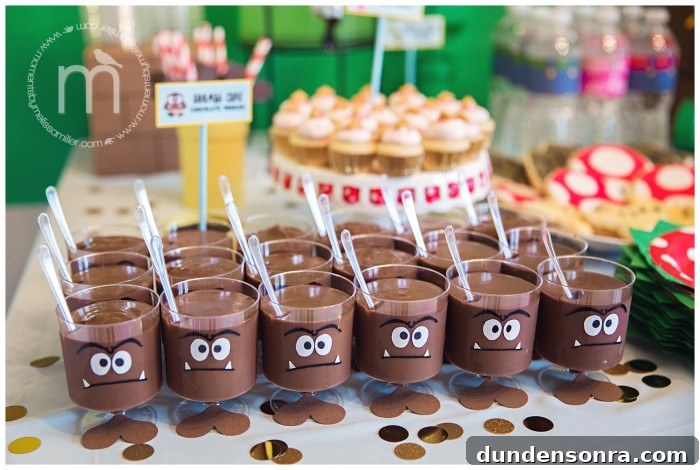 24 Super Mario Birthday Party Ideas to Wow Fans of All Ages 12 goomba pudding cups