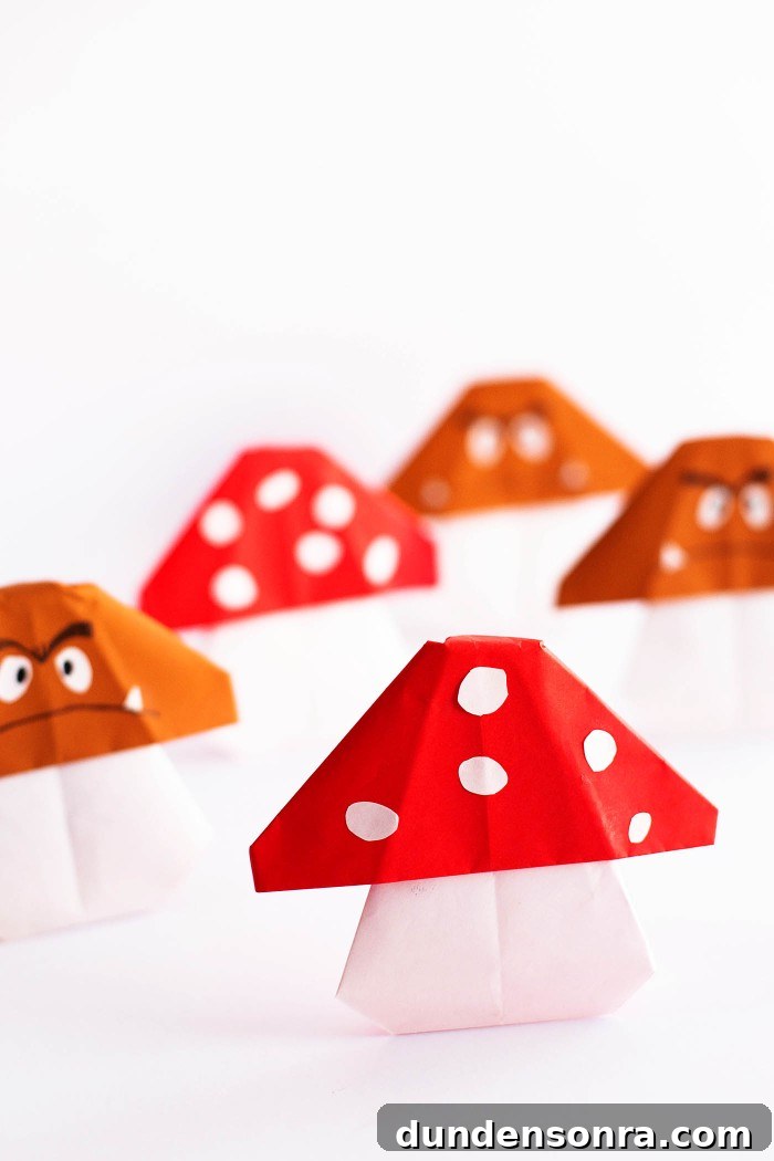 24 Super Mario Birthday Party Ideas to Wow Fans of All Ages 16 origami mushrooms