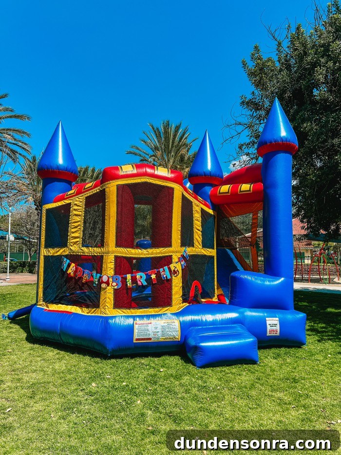 24 Super Mario Birthday Party Ideas to Wow Fans of All Ages 24 Castle Bounce House with Super Mario Banner