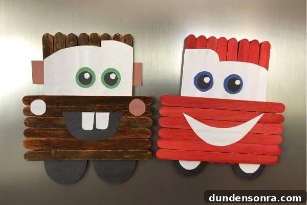 22 Magical Disney Crafts Kids Will Love 13 Pixar Cars Popsicle Craft - Disney Craft Idea