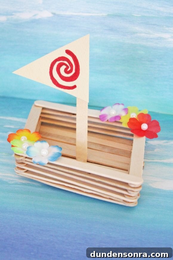 22 Magical Disney Crafts Kids Will Love 15 Moana Popsicle Stick Canoe - Disney Craft Ideas