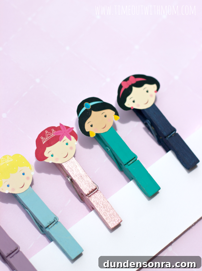 22 Magical Disney Crafts Kids Will Love 16 Clothespin princess dolls - Disney Crafts for Kids