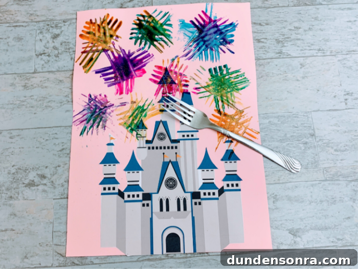 22 Magical Disney Crafts Kids Will Love 23 Castle Fireworks Painting - Disney Craft Idea