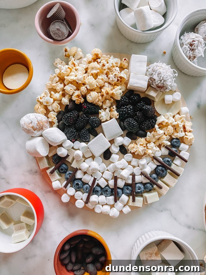 Jack Skellington Dessert Charcuterie Board Ideas for Parties 4 jack skellington dessert board on marble table with bowls around it