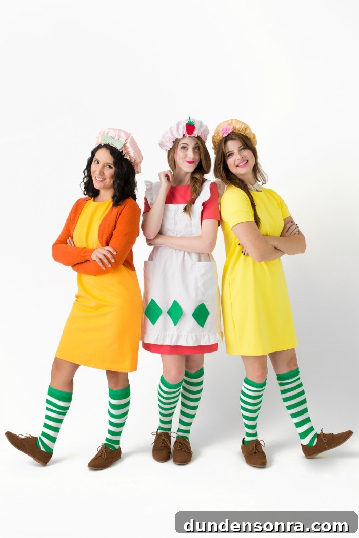 Trio strawberry shortcake costume.