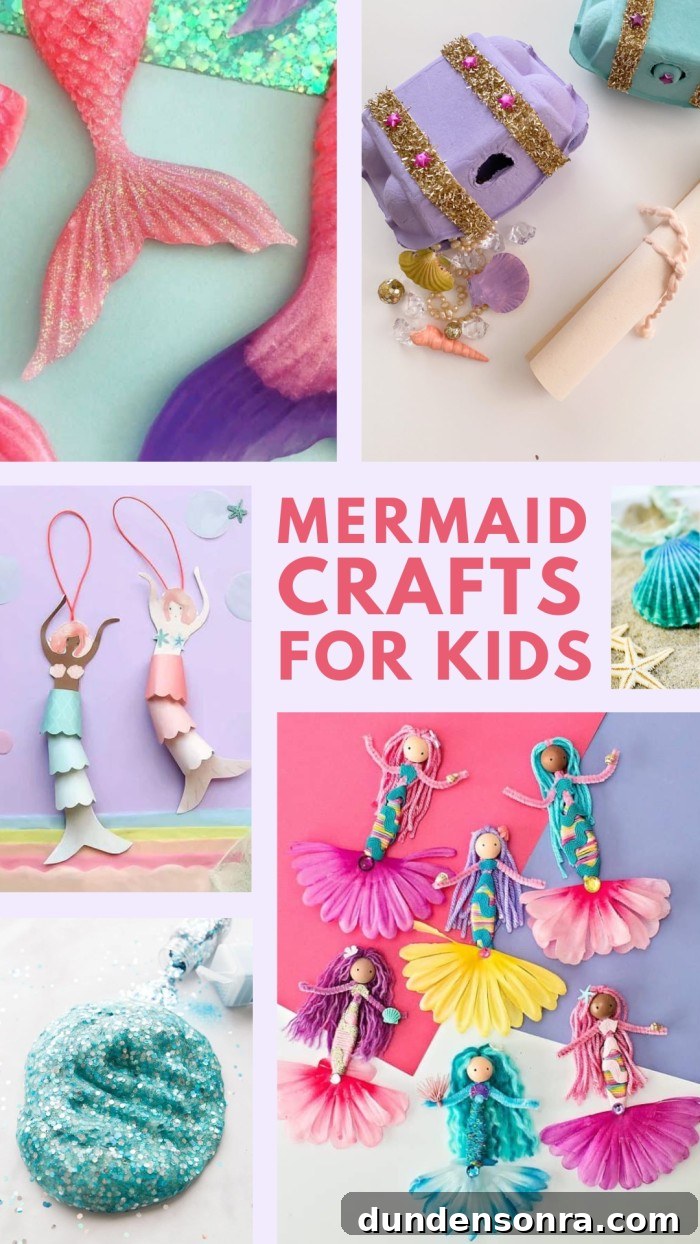 Mermaid Crafts for Kids: 25 Fun Underwater DIY Ideas 2 Collage of mermaid crafts for kids