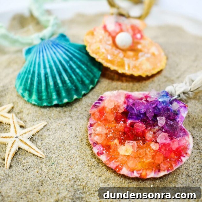 Mermaid Crafts for Kids: 25 Fun Underwater DIY Ideas 9 Seashell necklaces on sand.