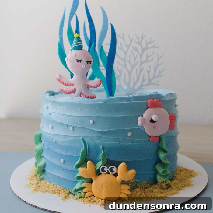 Ocean cake on a platter.