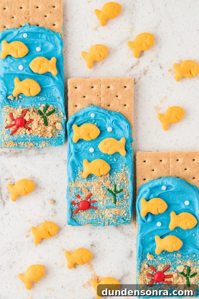 Overhead image of graham cracker snacks on a table.