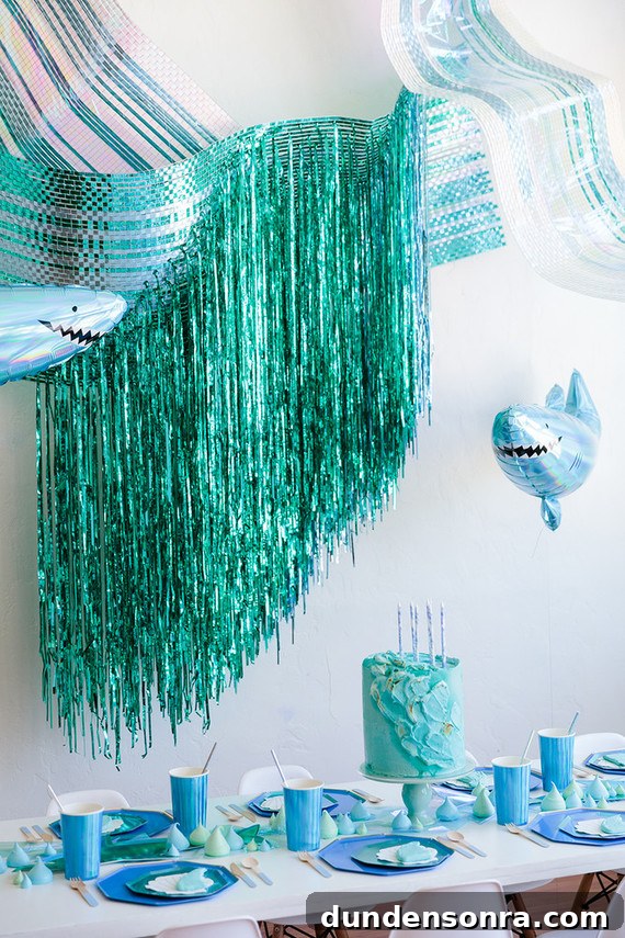 Sea-themed streamers decor.