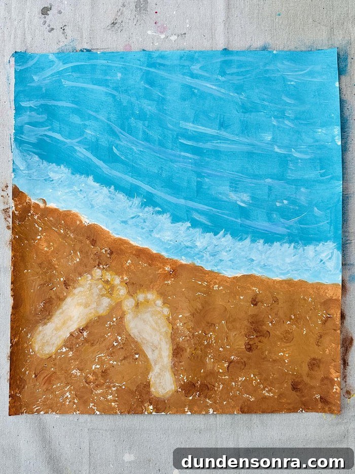 Beach footprint art.