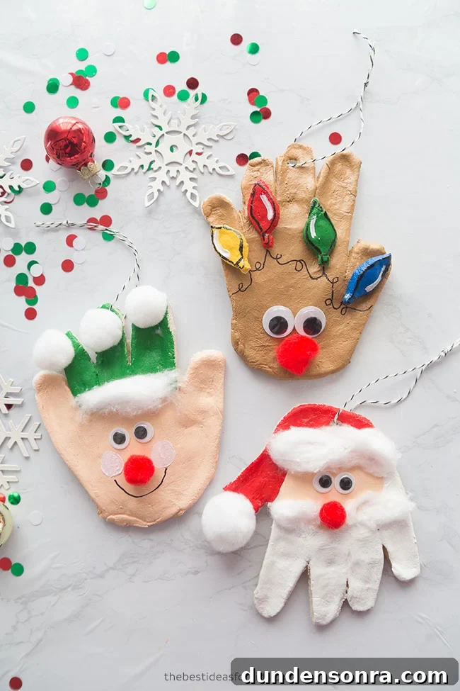 Handmade Christmas Ornaments Kids Can Make at Home 17 Hand prints turned into Christmas ornaments.