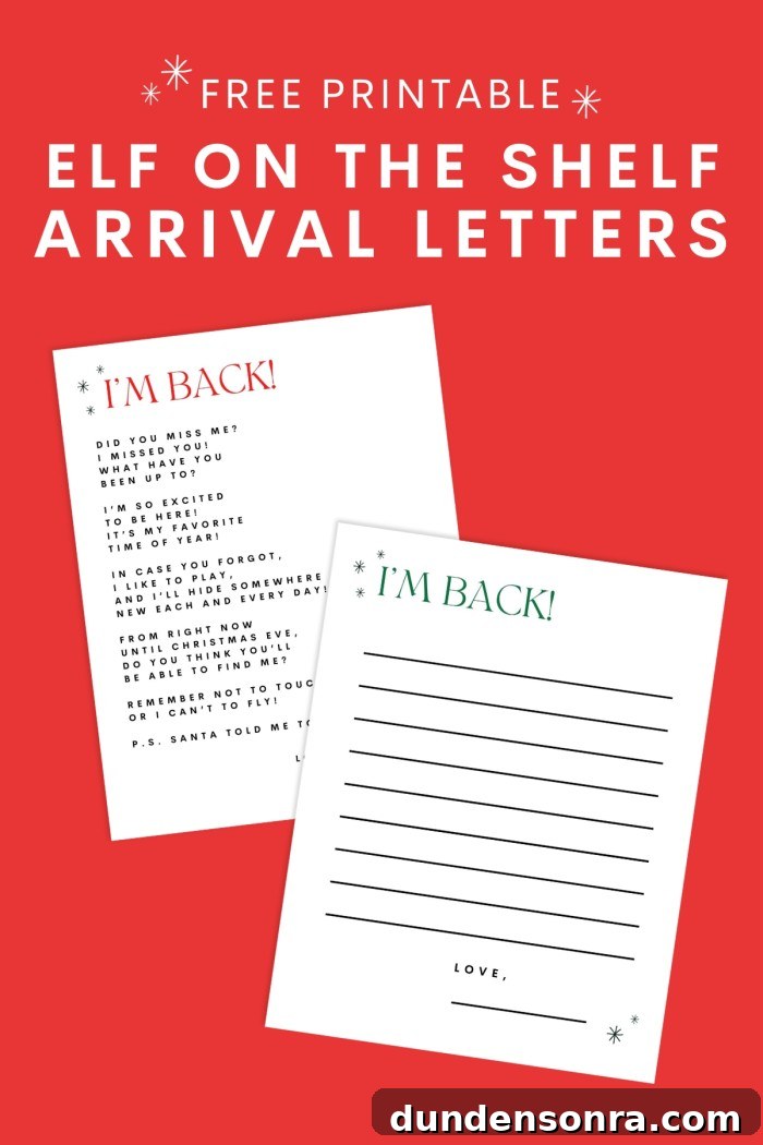 Elf on the Shelf arrival letters