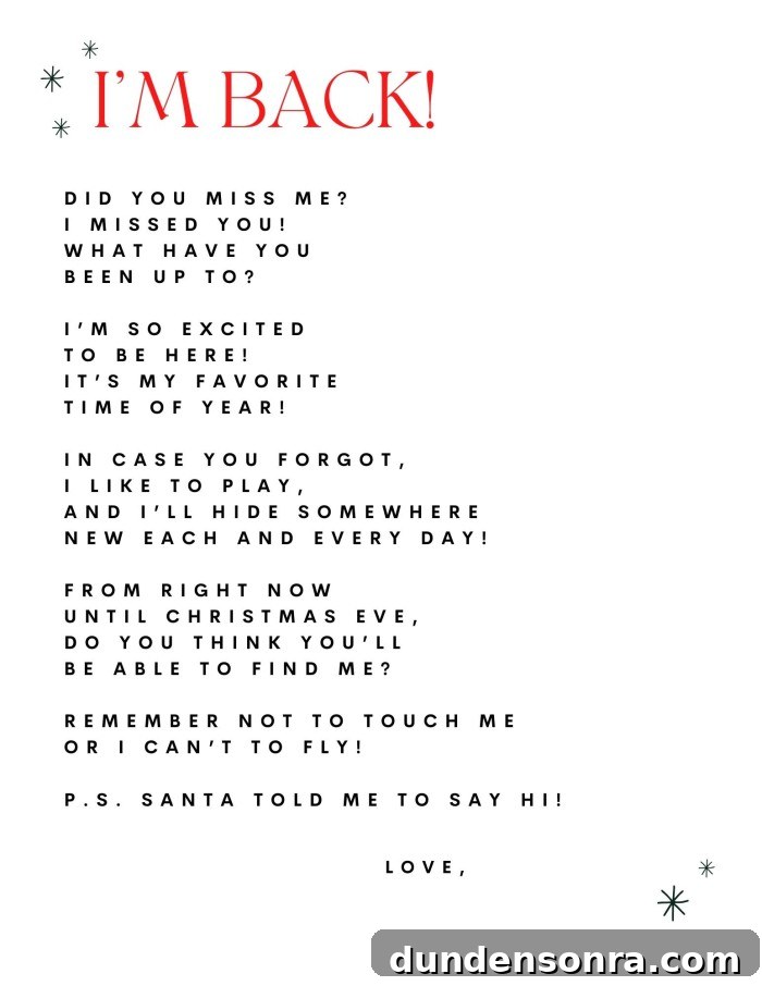 Elf arrival letter