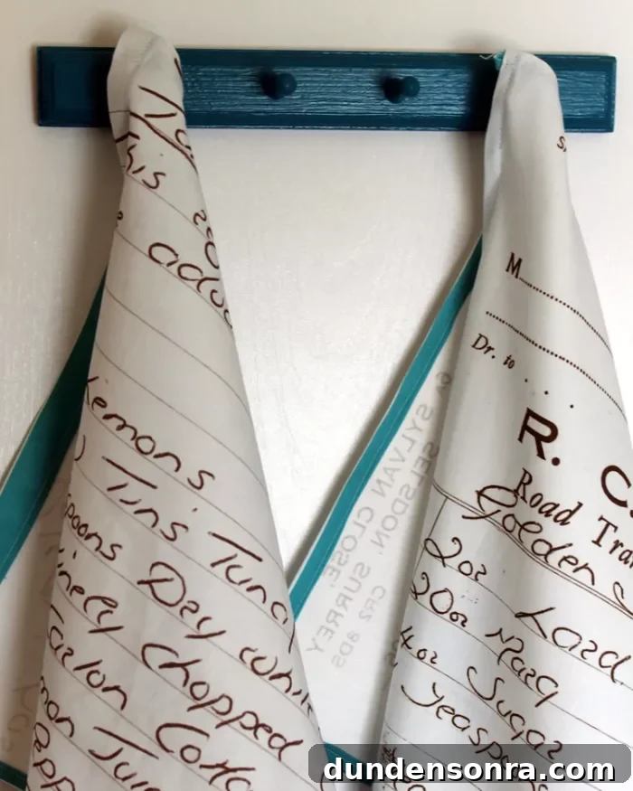 Handmade Gift Ideas Grandparents Will Cherish 18 Two tea towels hanging up with hand writing on them.
