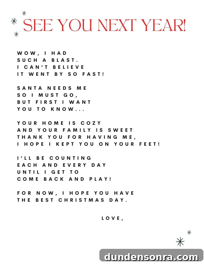 Printable Goodbye Letter from Your Elf on the Shelf 5 Elf Goodbye Letter Printable