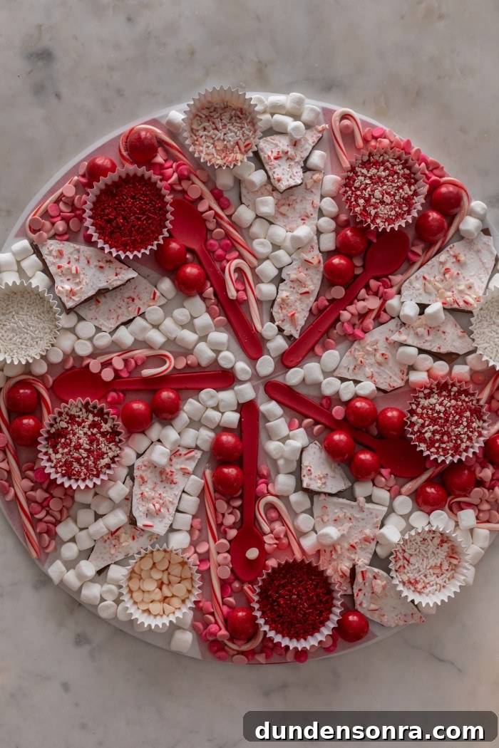 Hot Chocolate Toppings Board peppermint shaped hot chocolate topping board