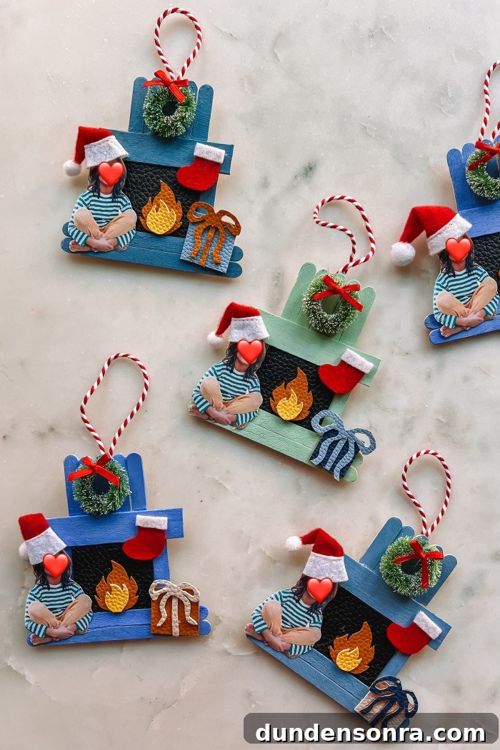 popsicle stick ornaments turned into fireplaces