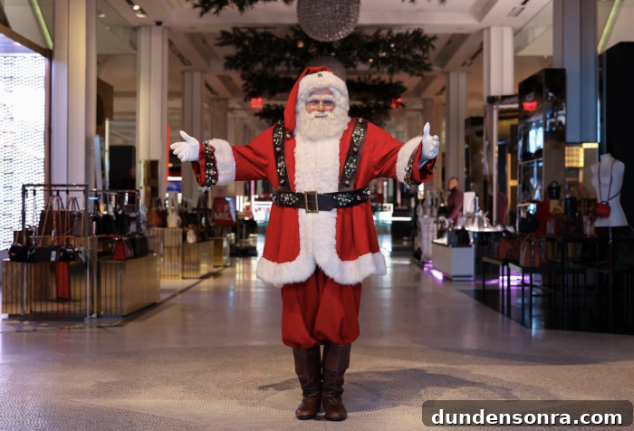 Santa Costume Idea Man dressed as Santa in a shopping mall.