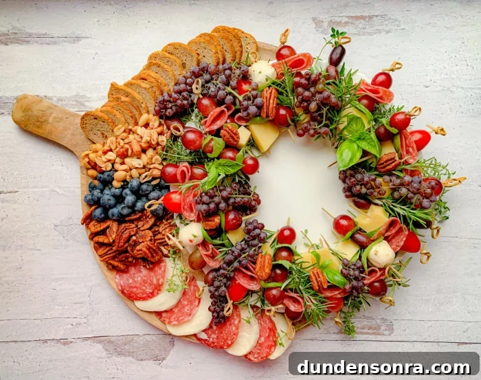 Charcuterie Board Wreath Charcuterie board in the shape of a wreath.