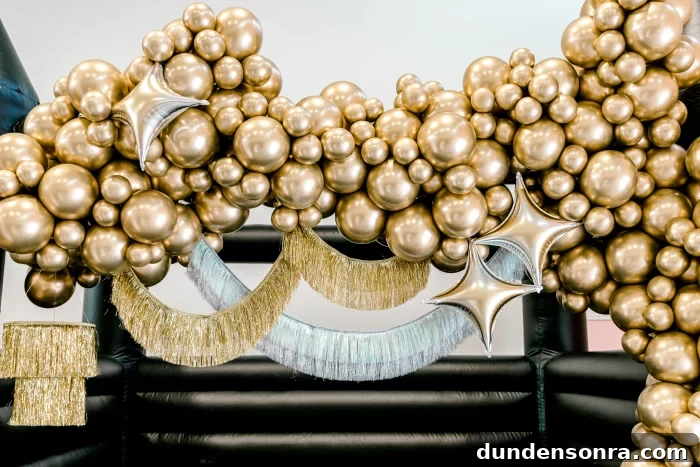 Gold balloons in an arch. 