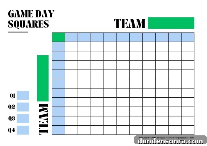 PDF of game day squares. 