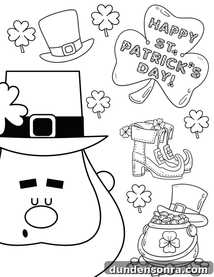 Leprechaun Coloring Page Leprechaun color page for St. Patrick's Day.