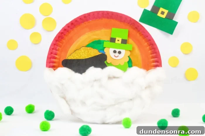 Leprechaun Paper Plate Craft Leprechaun paper plate with a pot of gold and cotton balls.