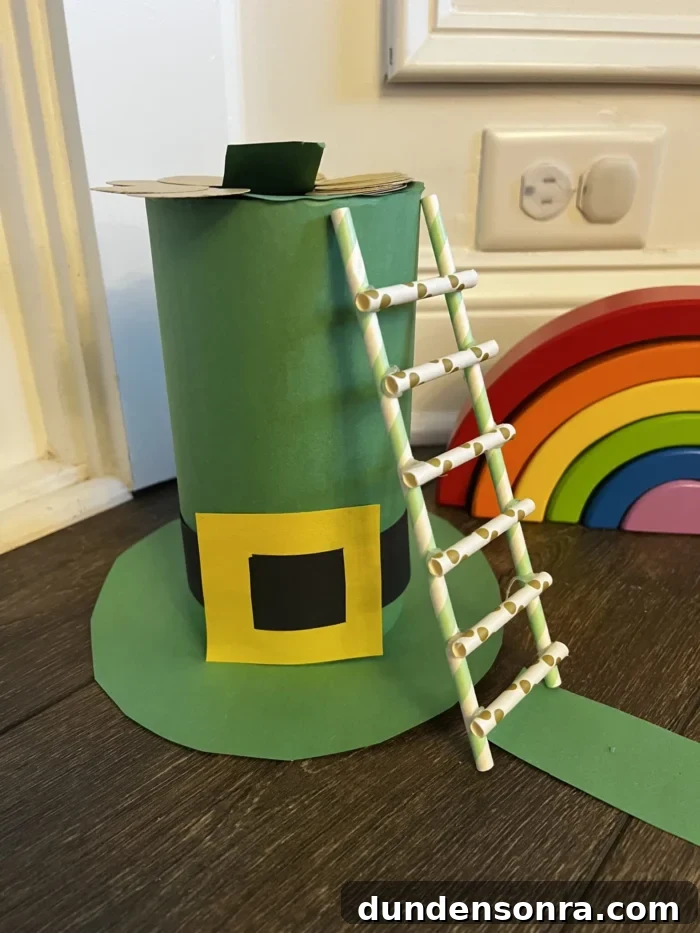 Leprechaun Trap Craft Leprechaun hat with a little ladder going up to the top.