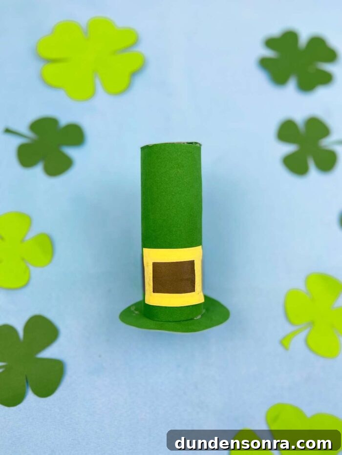 Leprechaun Hat Craft Leprechaun hat surrounded by shamrocks.