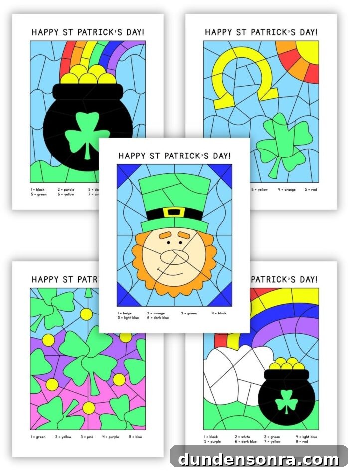 St. Patrick's Day Paint by Numbers Five different St. Patrick Day themed paint by numbers.