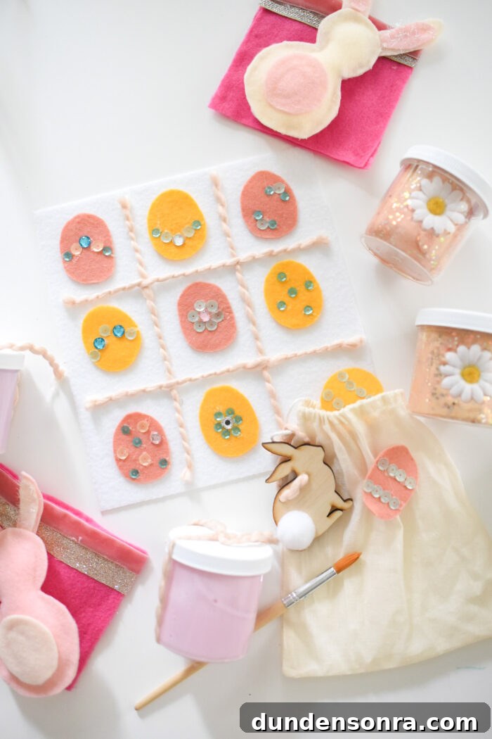 Tic Tac Toe made from felt with Easter egg designs. 