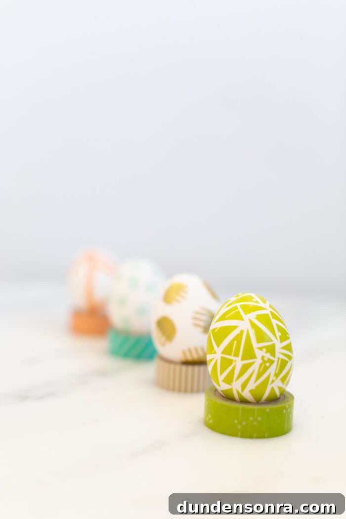 Easter eggs designed with washi tape. 