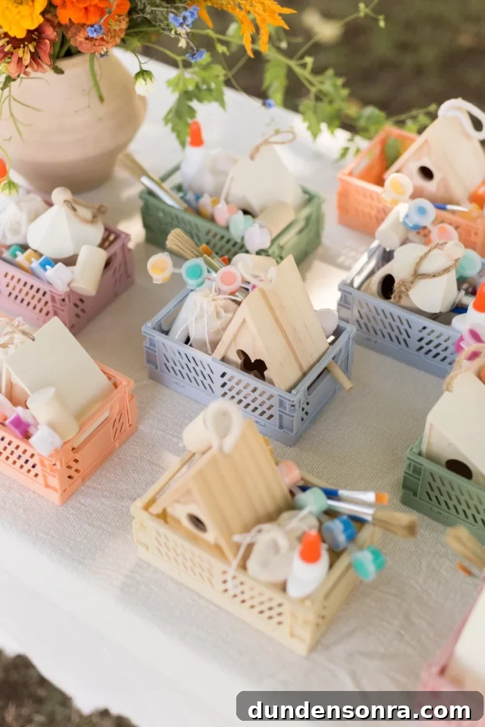 Bird house kits for a nature themed craft. 