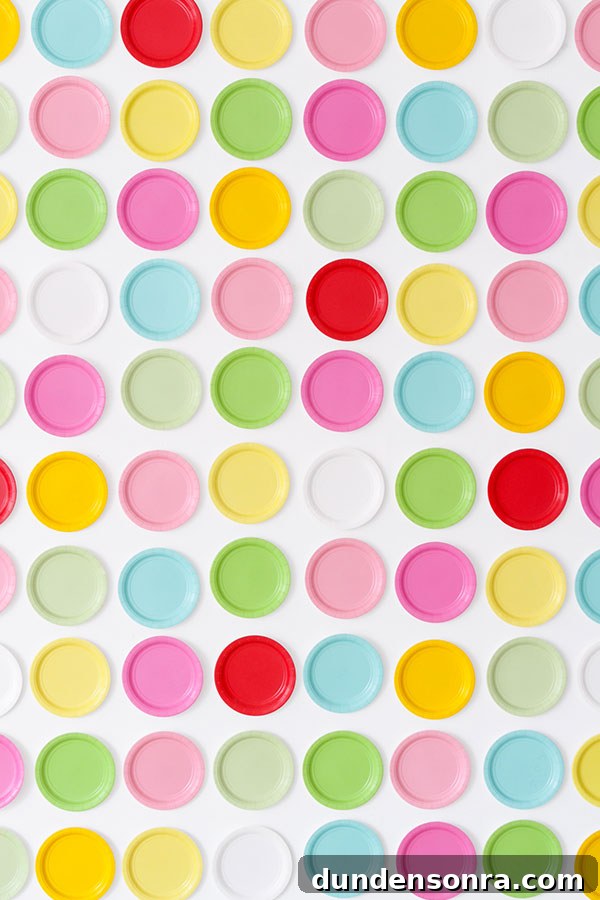 Colored paper plates on a wall. 