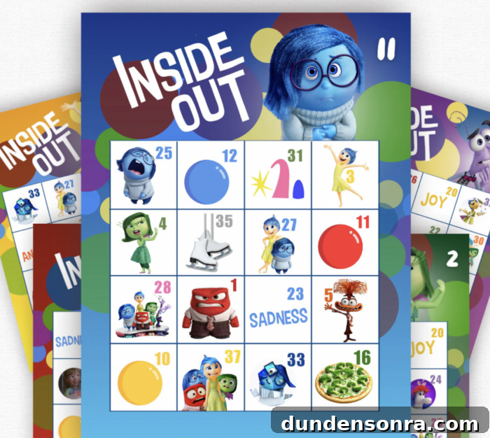Bingo cards with Inside Out theme. 