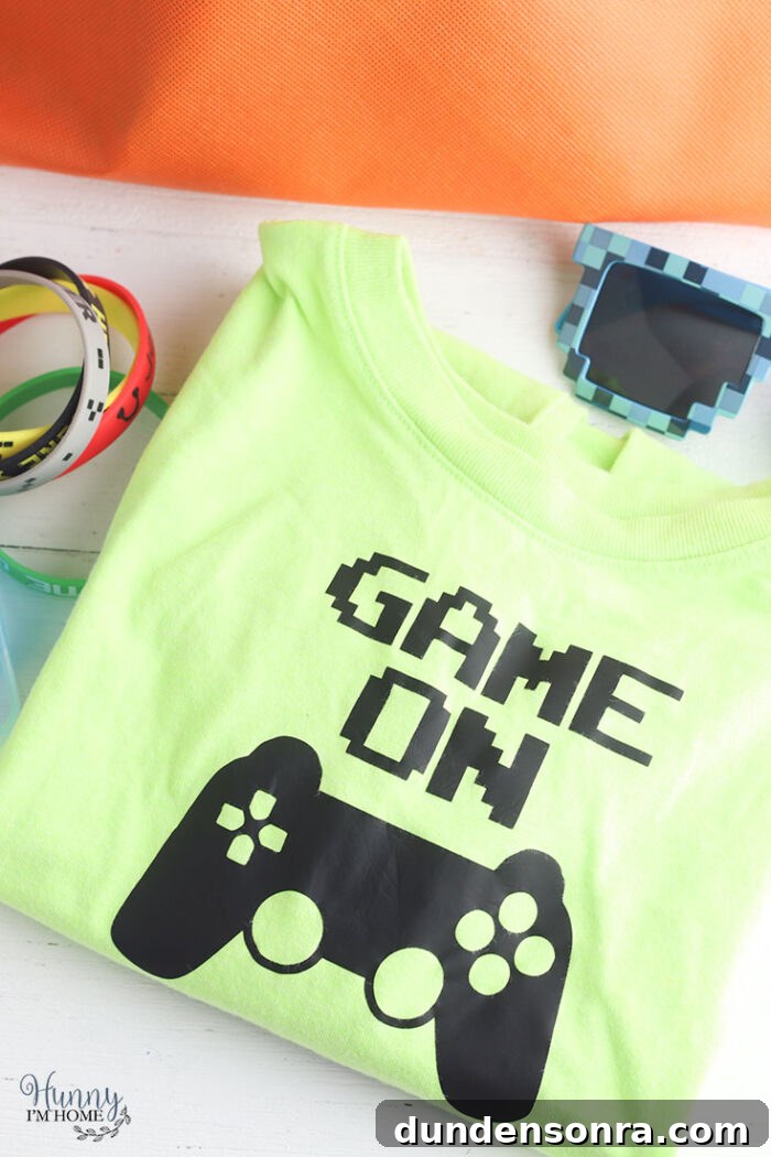 Video Game Party Tshirt with the words "game on" and a video game controller.