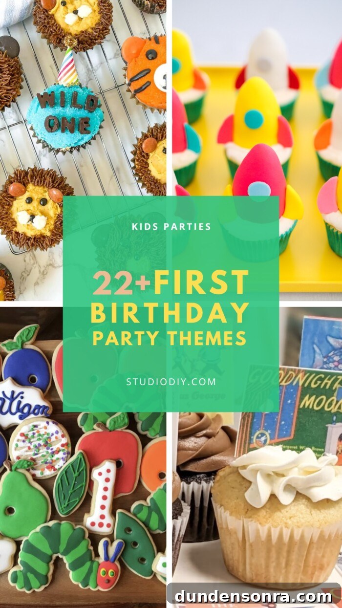 22 Adorable First Birthday Theme Ideas for Your Baby 3 Collage of first birthday party themes