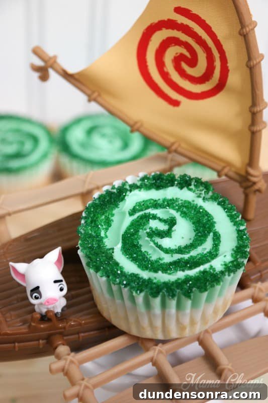 Te Fiti Cupcakes Green cupcakes designed like Moana hearts of Te Fiti.