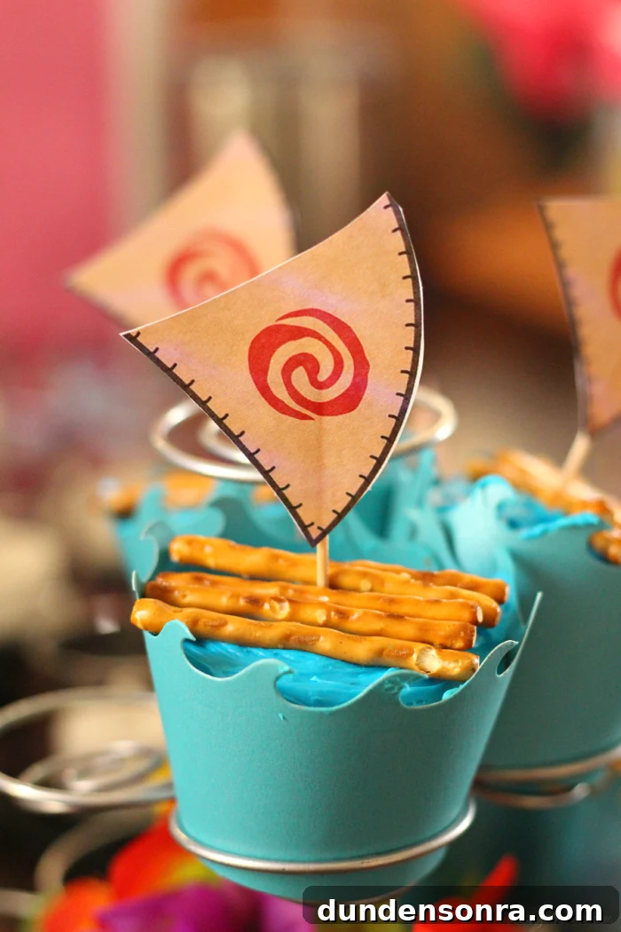 Moana Cupcakes Cupcakes in the shape of Moana's boat.