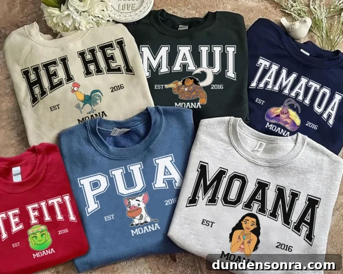 Moana Sweatshirts Sweatshirts with different Moana characters on them.