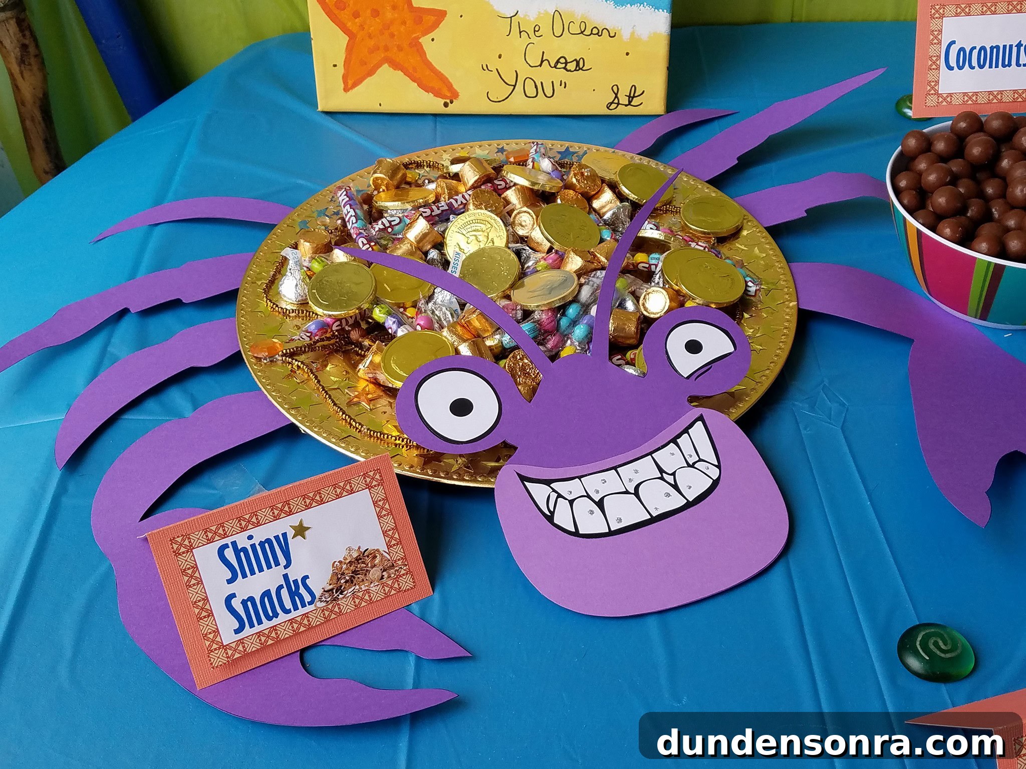 Shiny Snacks Party Table Tamatoa snack plate from moana