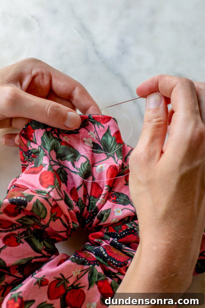 hand stitching scrunchie