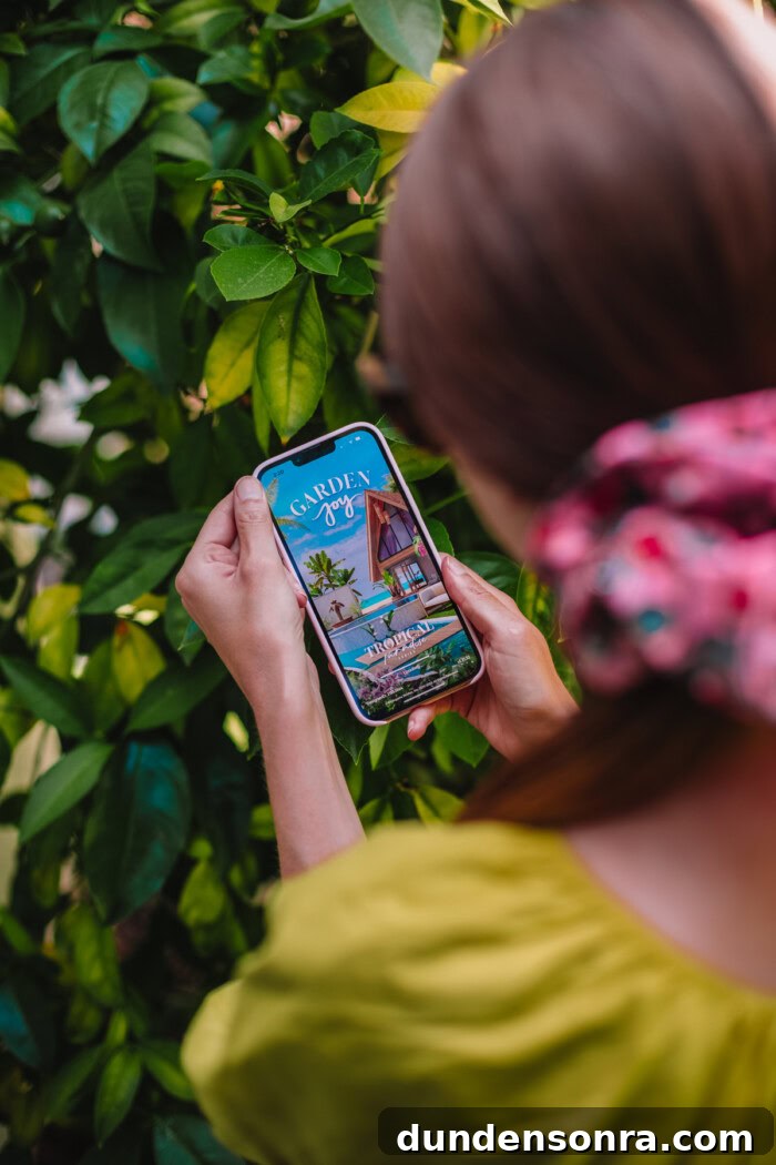 woman on phone playing Garden Joy