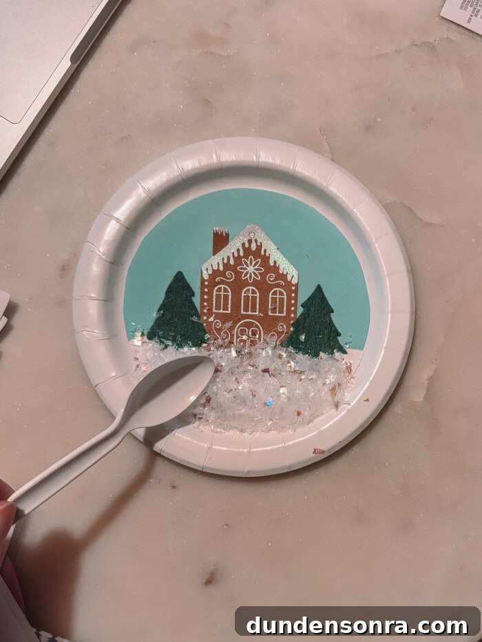 spooning snow onto plate