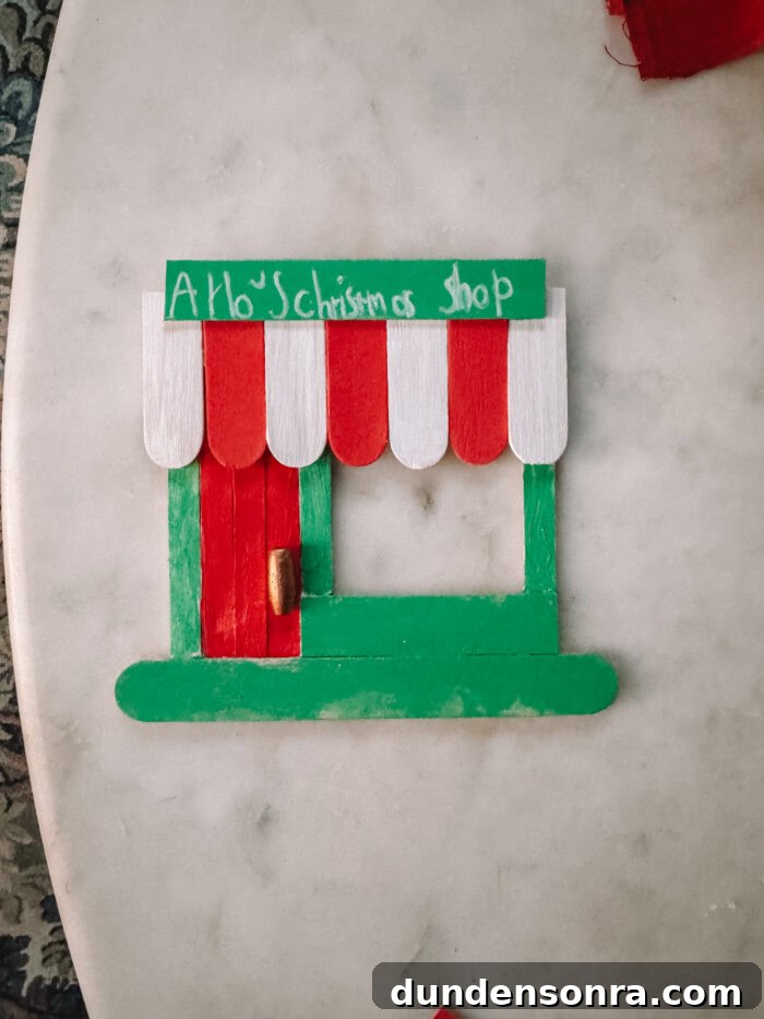 DIY Popsicle Stick Storefront Ornaments: Charming Mini Shop Decor 12 popsicle stick storefront