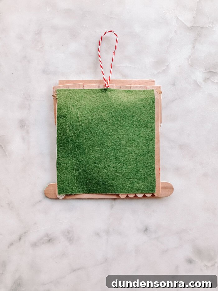 DIY Popsicle Stick Storefront Ornaments: Charming Mini Shop Decor 13 felt back on ornament