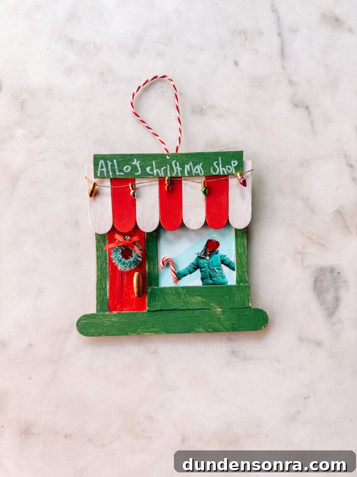 DIY Popsicle Stick Storefront Ornaments: Charming Mini Shop Decor 14 Popsicle Stick Storefront Ornaments on Marble