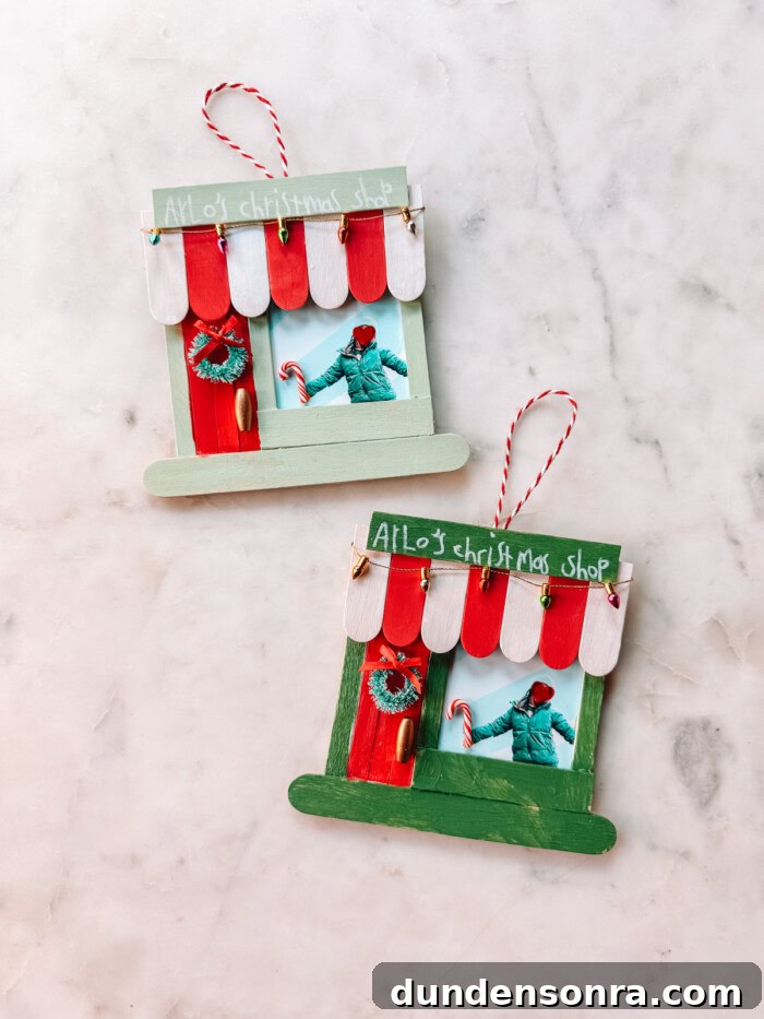 DIY Popsicle Stick Storefront Ornaments: Charming Mini Shop Decor 15 Popsicle Stick Storefront Ornaments on Marble